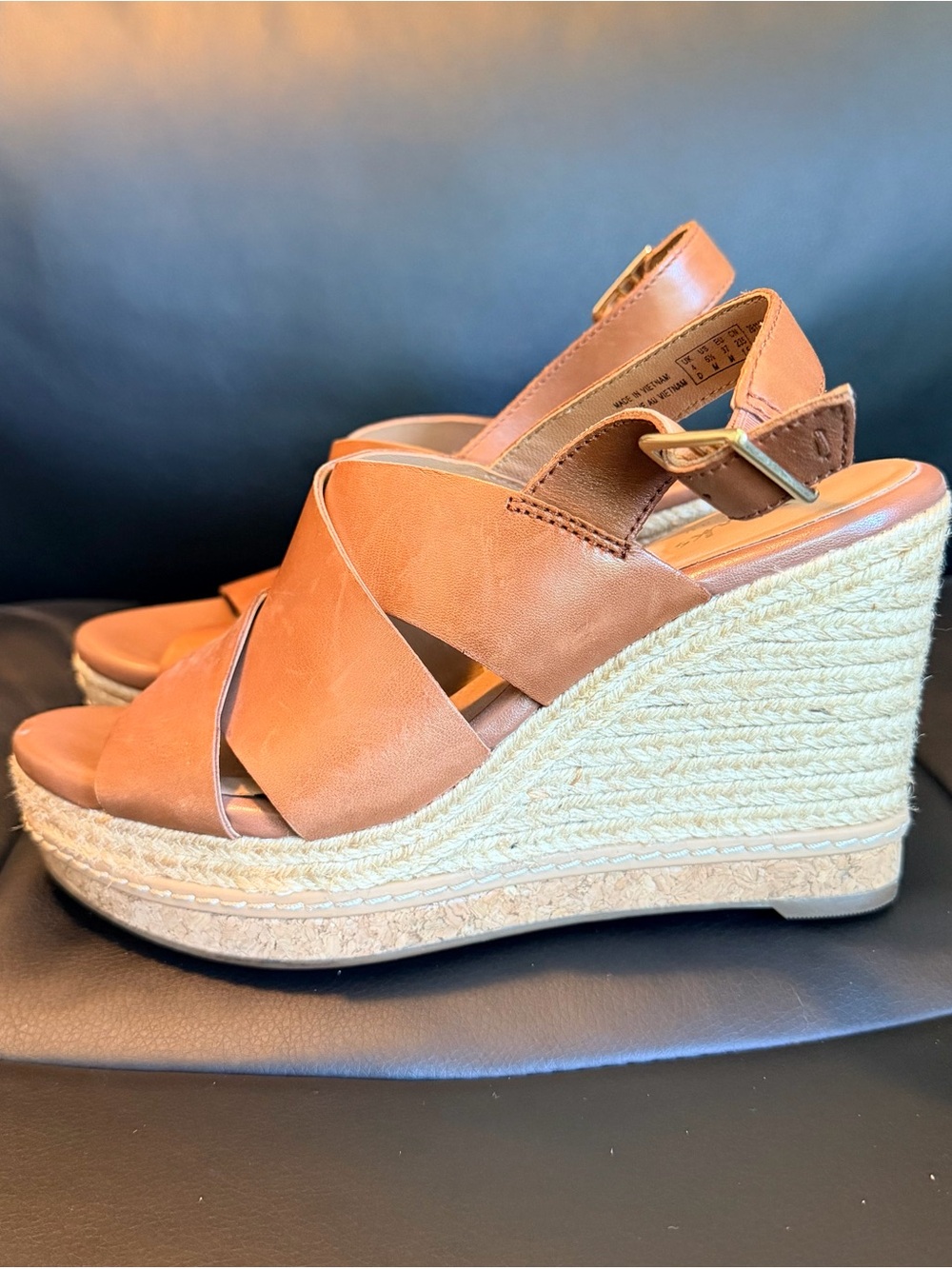Clark’s Women's Tan Espadrille Wedge Sandals - Slingback